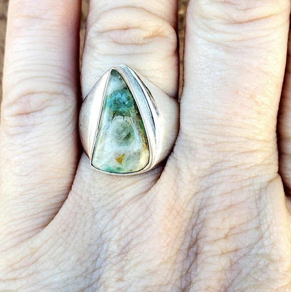 New Men's Chrysocolla 925 Silver Ring. - Picture 3 of 15